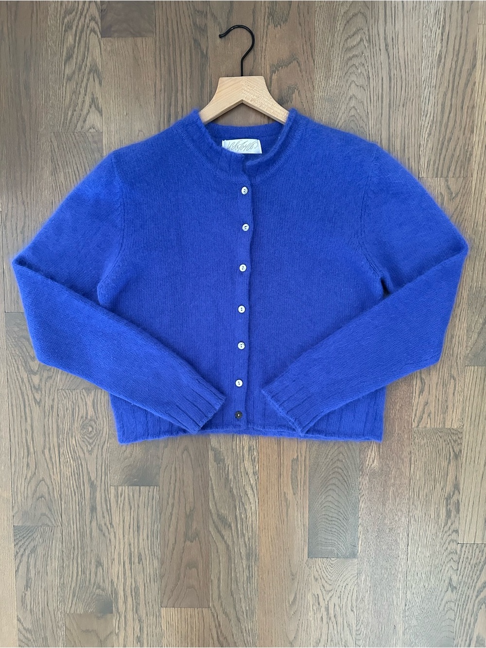 Vintage Lord & Taylor Angora Blend Collared Cardigan Sweater in Purple Medium